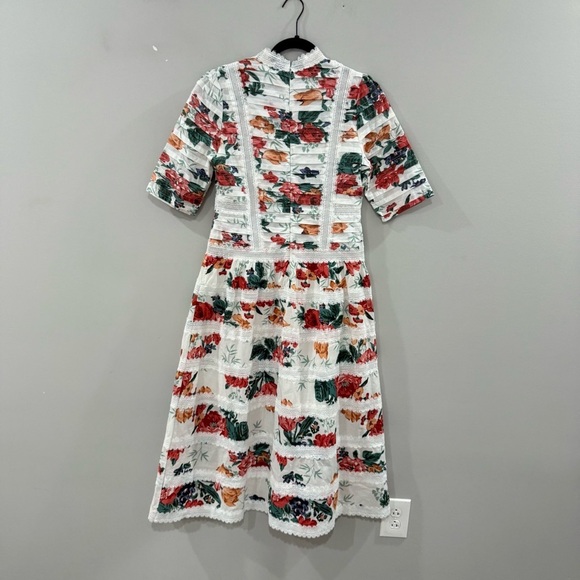 Zimmermann Dress Allia Pintuck Lace Midi in Floral - Picture 8 of 10